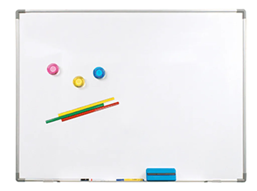 aluminium framed single sided whiteboard magnetic easy to hang in classroom