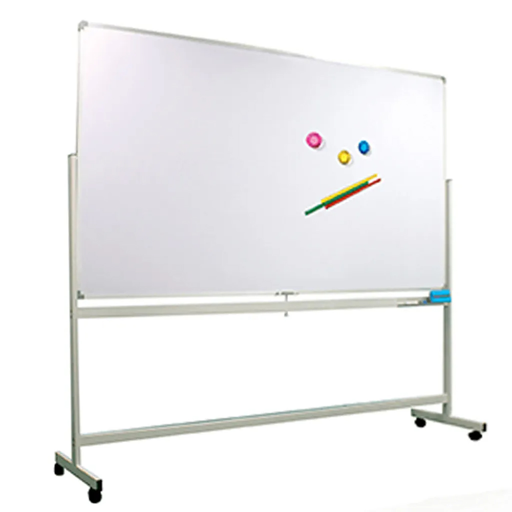 flip-able degree rotation double sided magnetic white board with castor wheels for easy use of the teachers in classroom