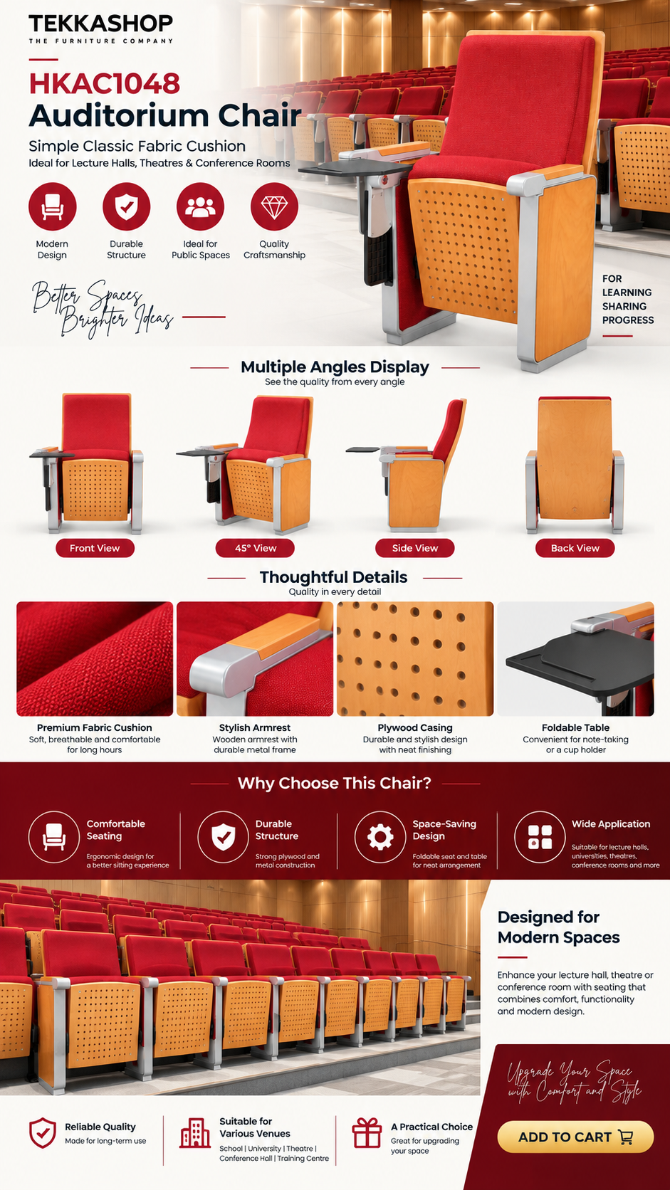 Fabric Cushion Auditorium Cinema Chair