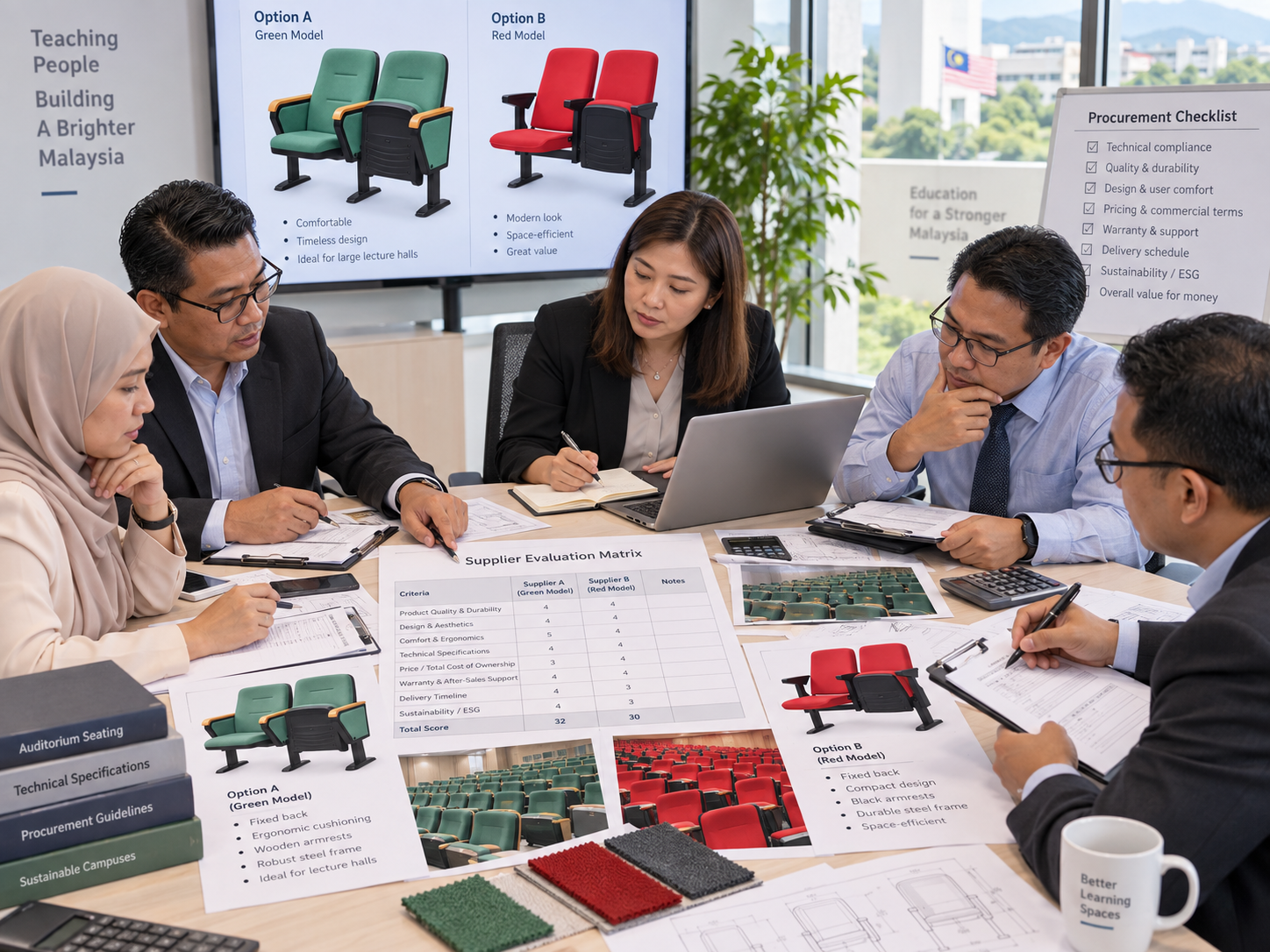 Government university auditorium chair supplier evaluation matrix
