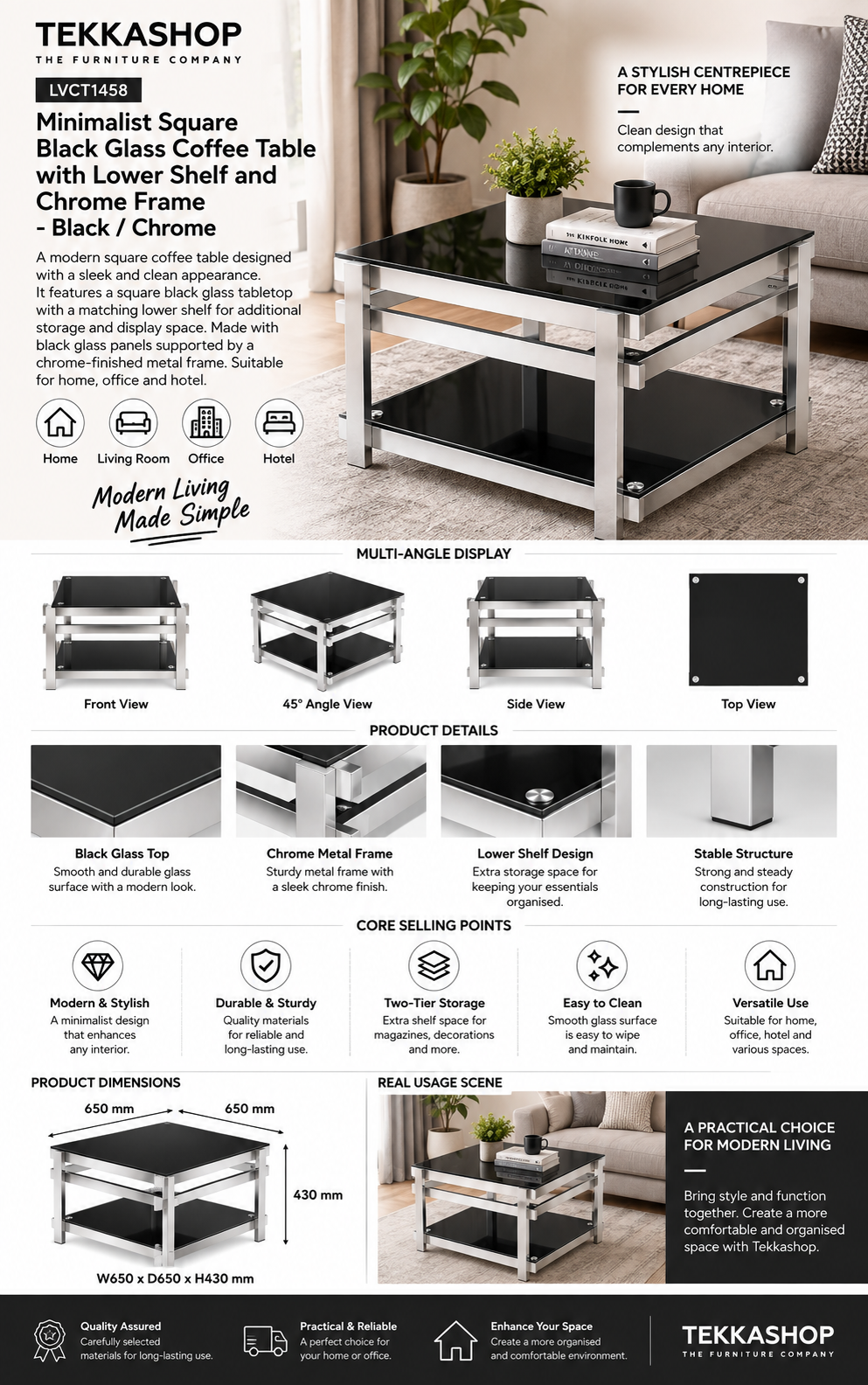 square black glass coffee table