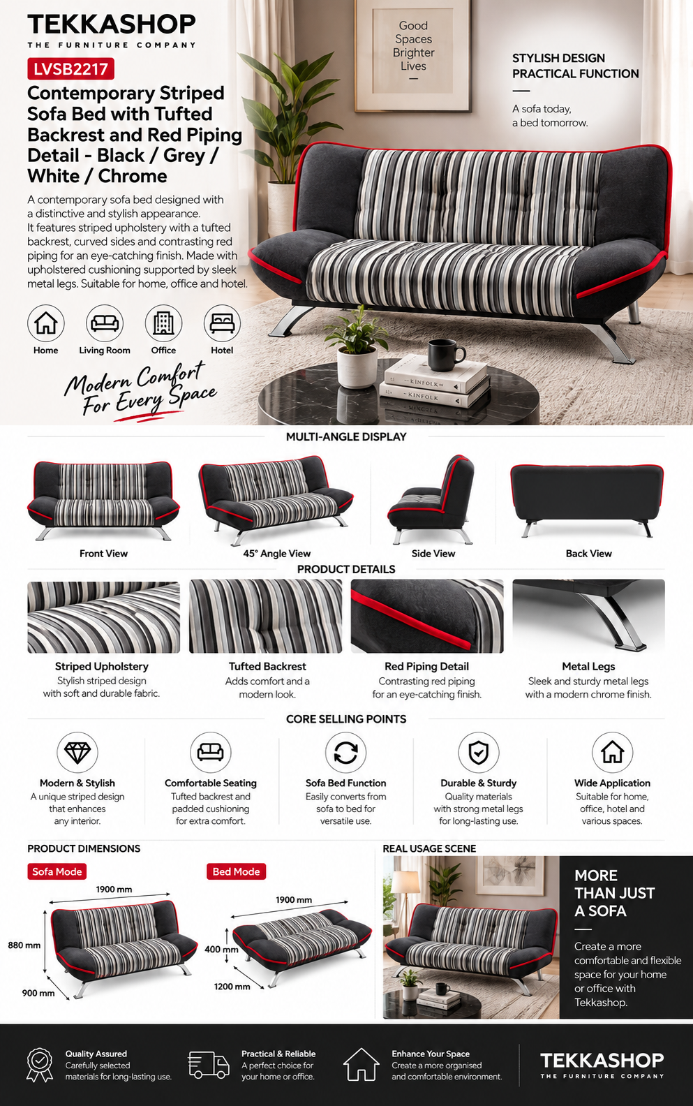 striped sofa bed