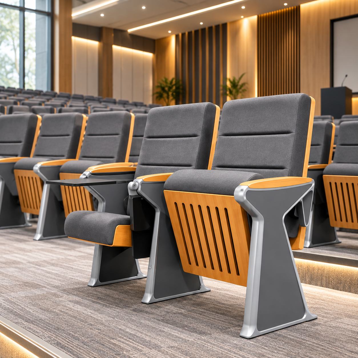 Trapezoid Metal Leg Auditorium Lecture Chair