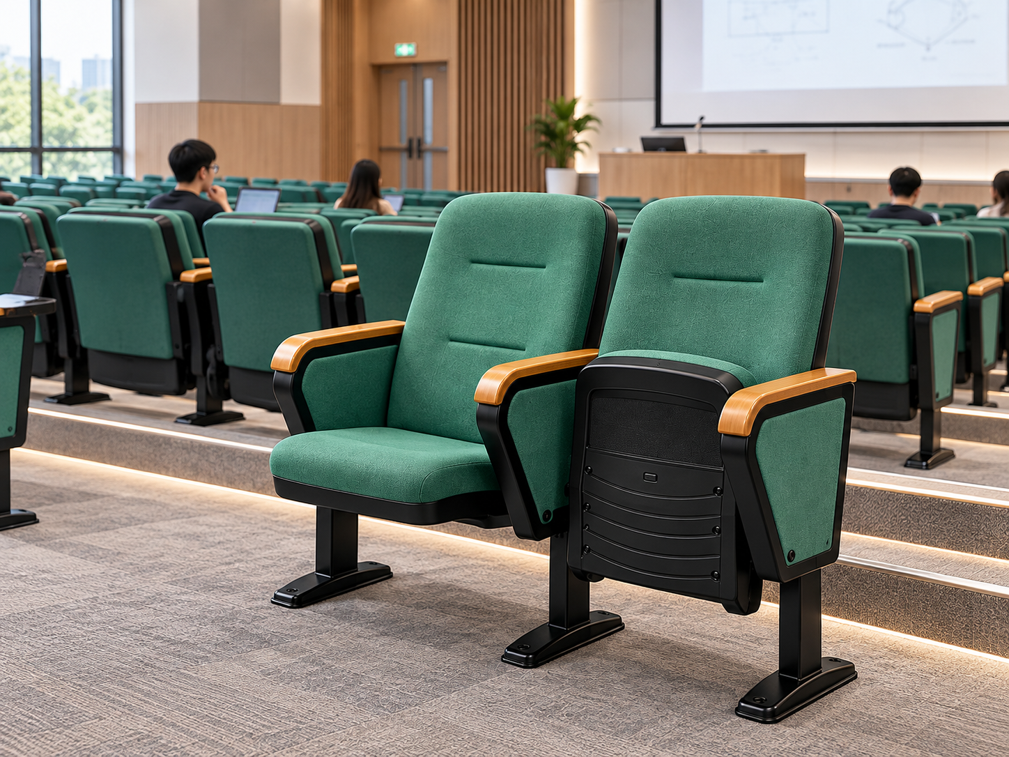 Tekkashop STAC4783 Modern Auditorium Seating Chair Fabric Upholstered Lecture Hall Conference Cinema Seat (pre-order)