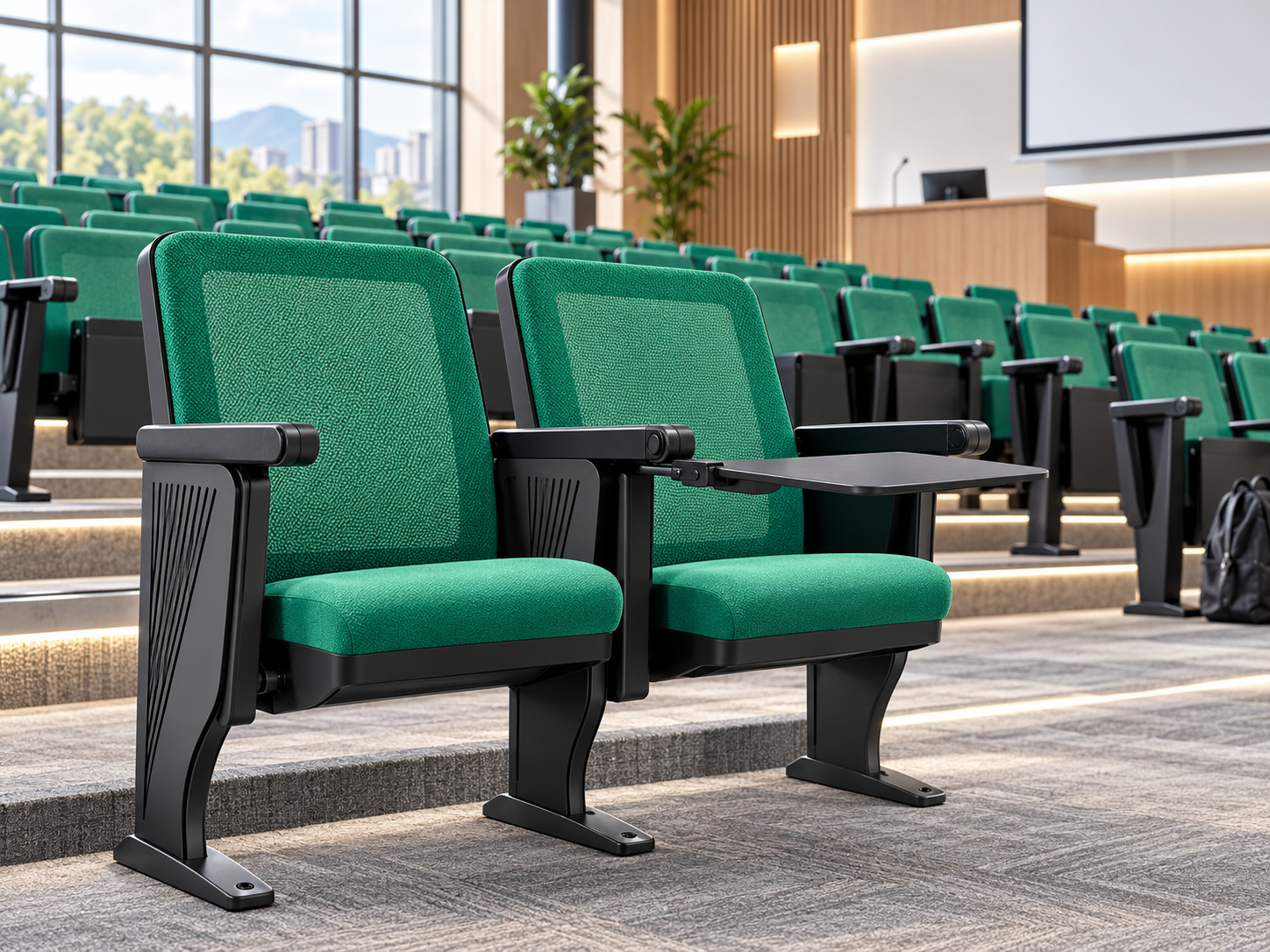 Tekkashop STAC1203 Contemporary Mesh Back Auditorium Seating Chair With Writing Tablet Training Room Lecture Hall Conference Seat (pre-order)