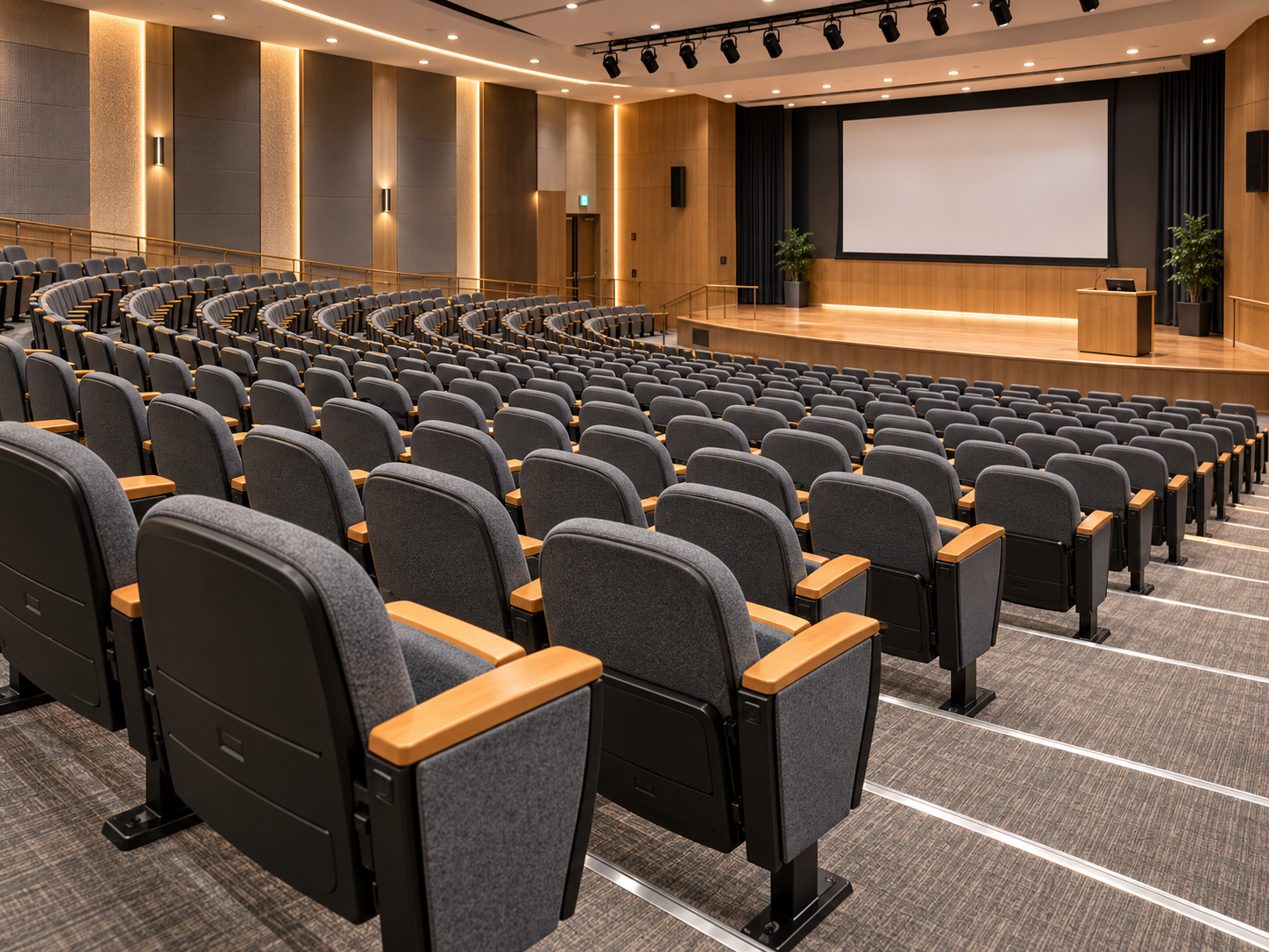 Round Shaped Backrest Fabric Cushion Auditorium