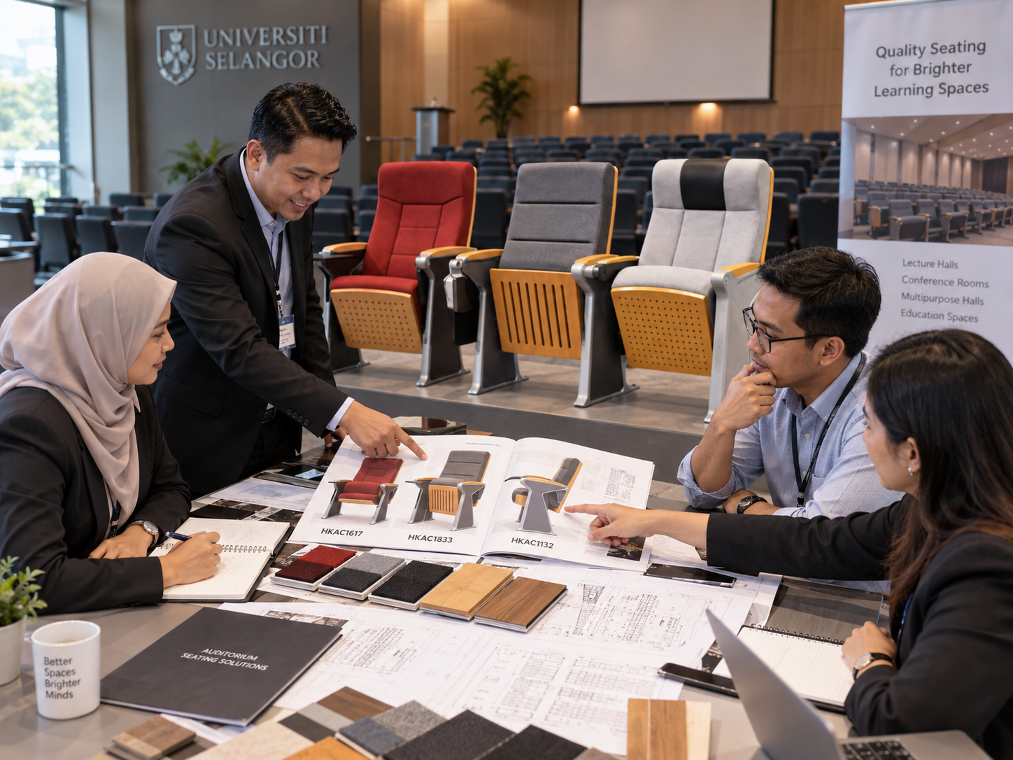 Auditorium chair supplier consultation for a university purchasing department