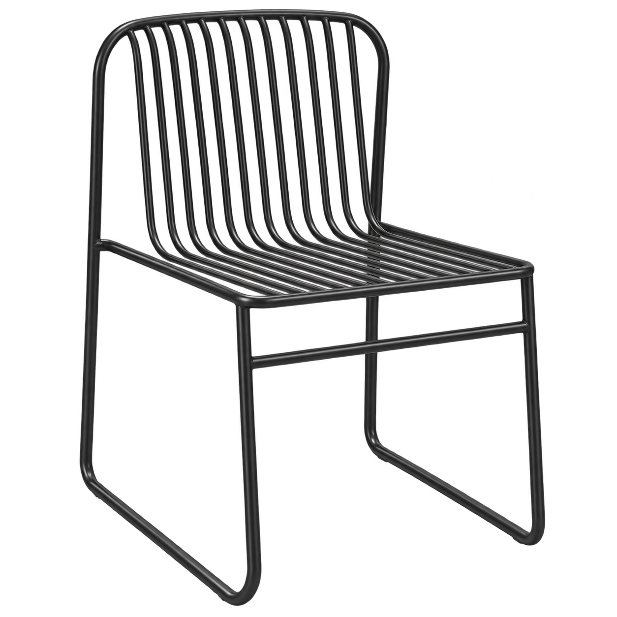 Tekkashop SIDC200 Modern Relax Style Slim Metal Tube Frame Olive Grey Dining Chair Suitable for Outdoor and Indoor