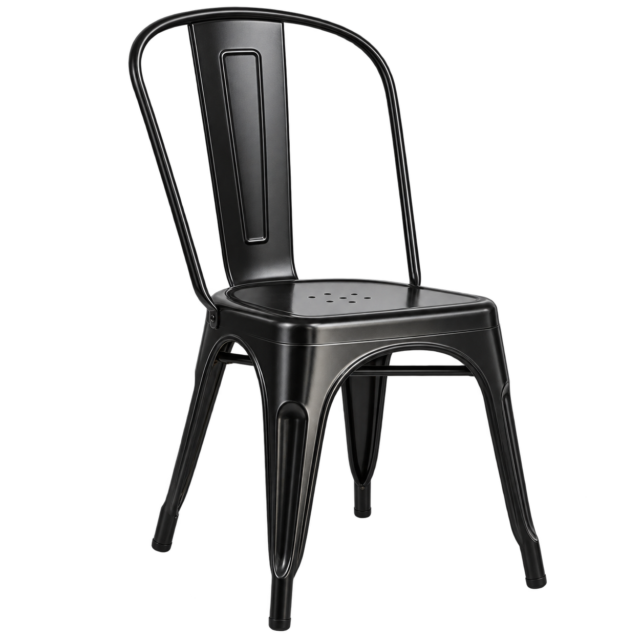 Tekkashop STDC1667 Industrial Style Metal Dining Chair Black Minimalist Stackable Chair