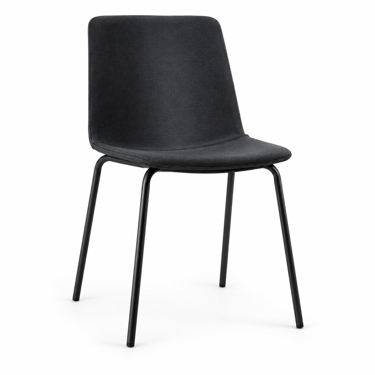 Tekkashop SIDC458 Modern Style Stackable PP Backrest with Black PU Leather Cushion Seating Pad Dining Chair