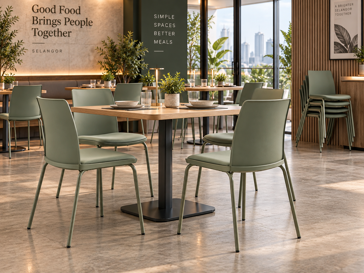 Stackable PU leather cushioned restaurant dining chairs