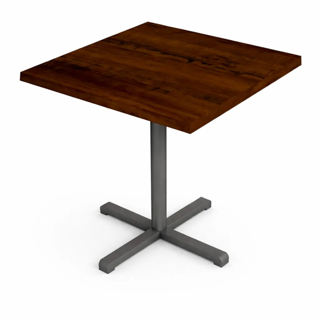SDT376SWA walnut-pattern water-resistant fibertop restaurant table with black metal leg