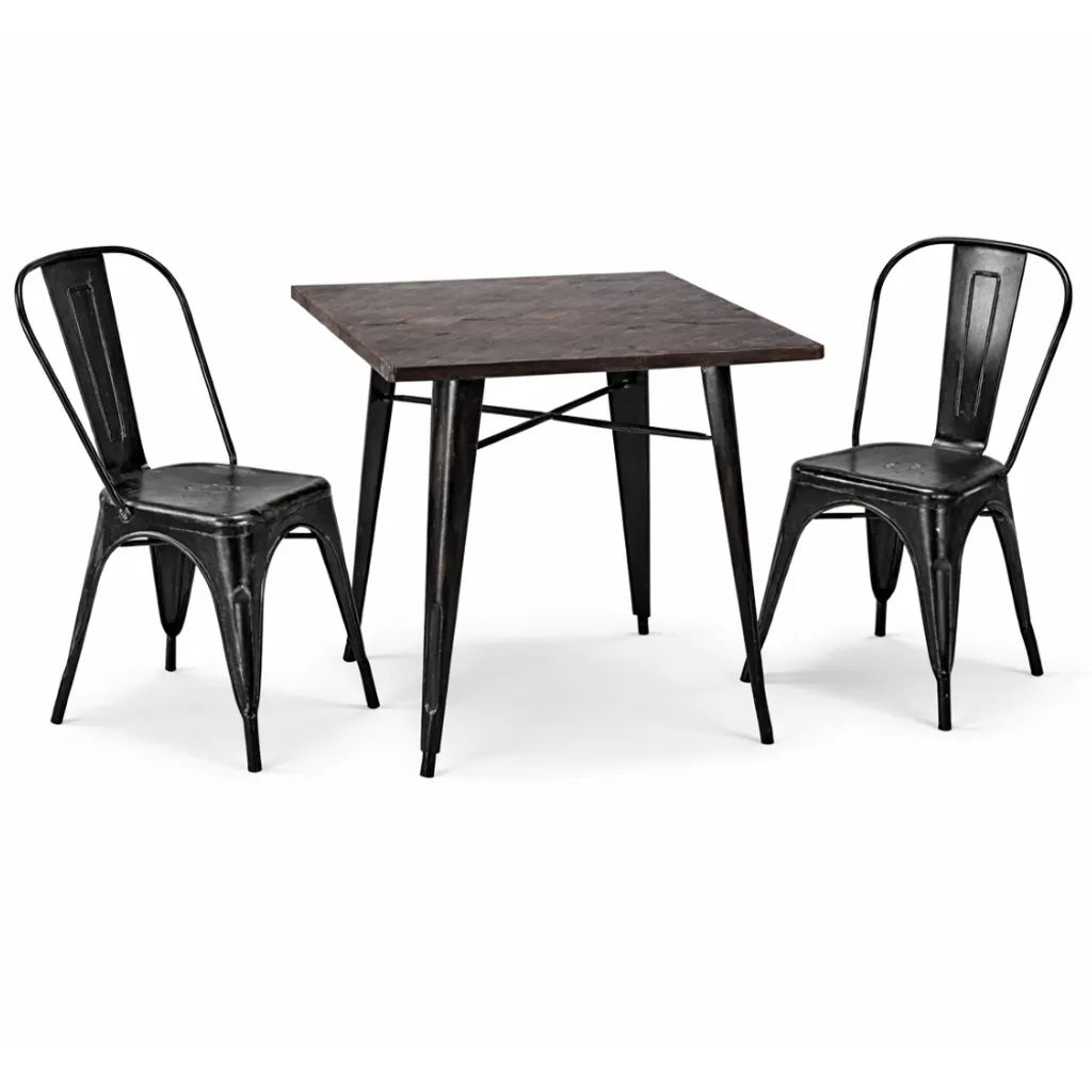 Modern Trend Simple Square Wood Top Dining Table