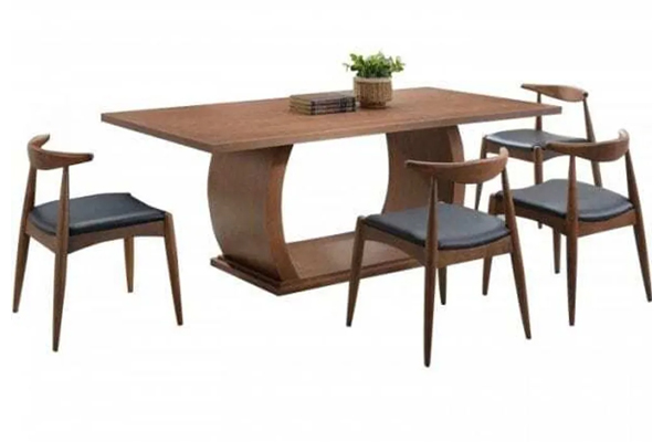 TTekkashop LBDT4476WA Zen Inspired Dining Table with 6 Chairs - Walnut