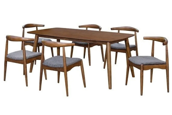 Tekkashop FDDT4997BR Long Rectangle Dining Table with Comfortable Cushion Chair / Set Meja Kayu
