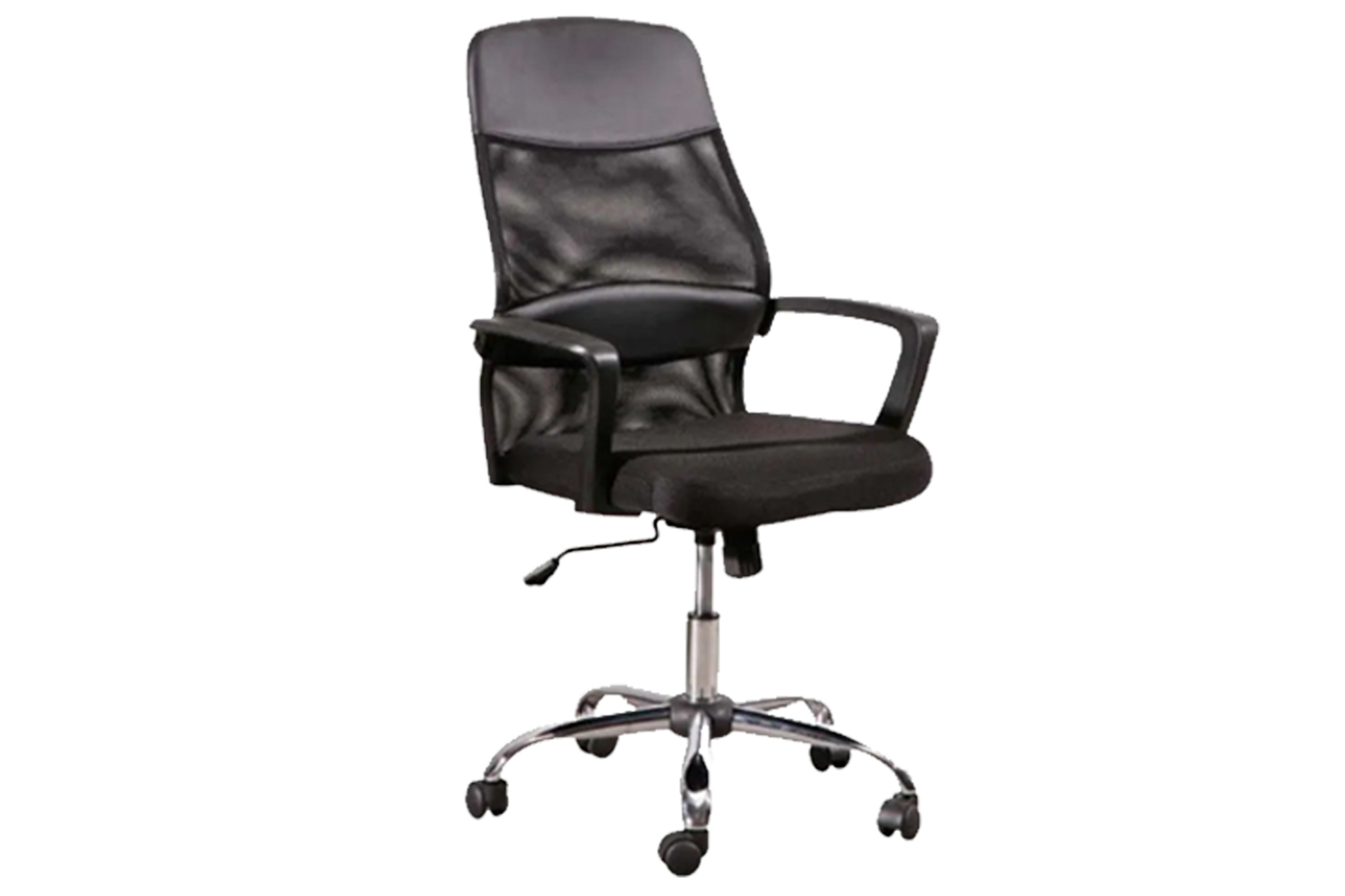 Ergonomic PVC and Mesh Office Chair with Chrome Leg - Black