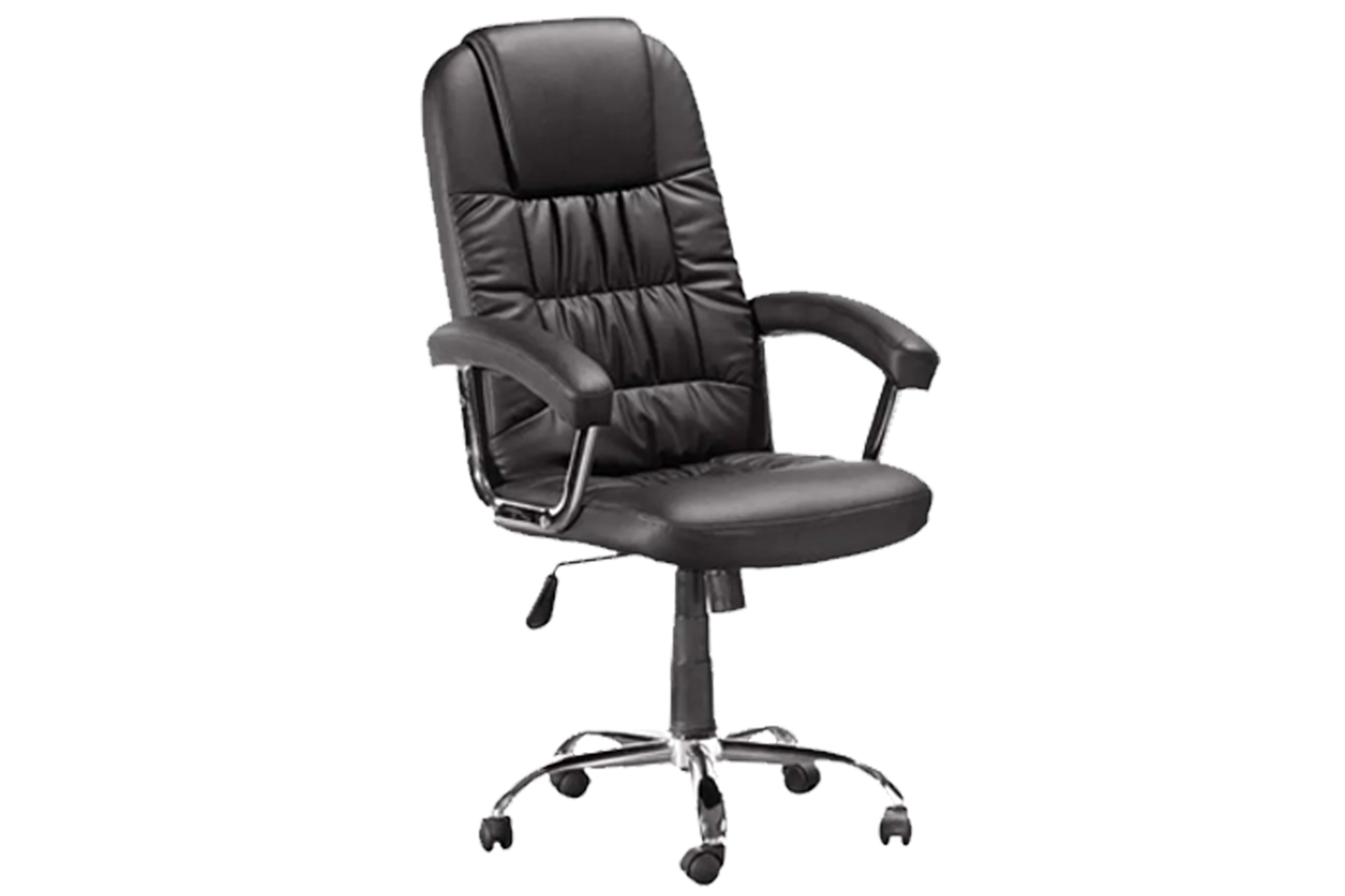 Elegant Ergonomic PVC Office Chair with Chrome Legs - Black