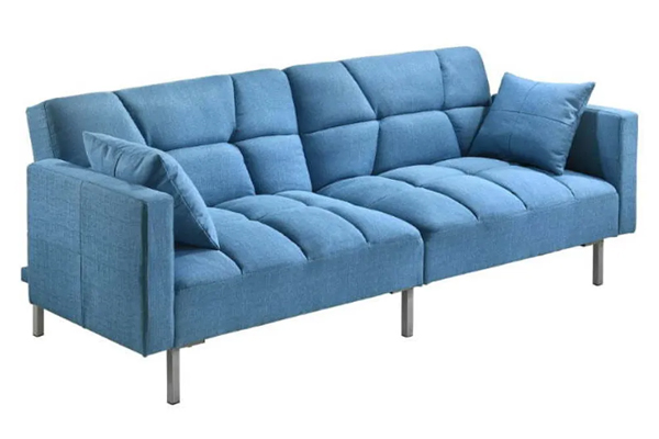 Tekkashop FDSB1420B Elegant Wide Style Foldable 3 Seater Sofa Bed with Armrest - Blue