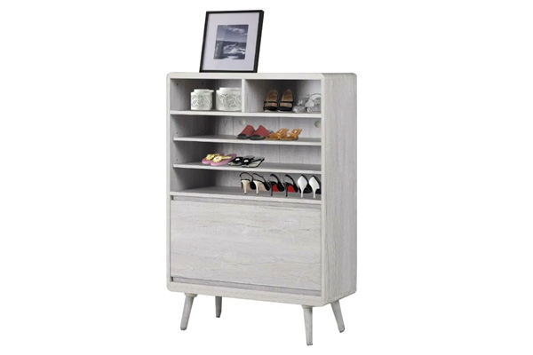 Modern 4 Tier Shelves Melamine Shoe Cabinet with Legs - White