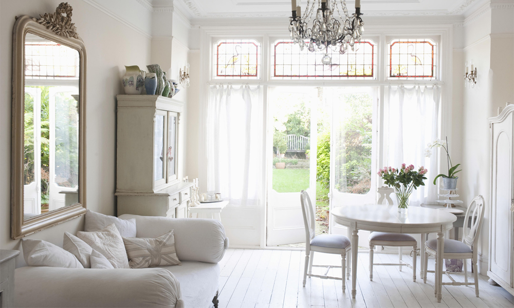 White minimalist living room