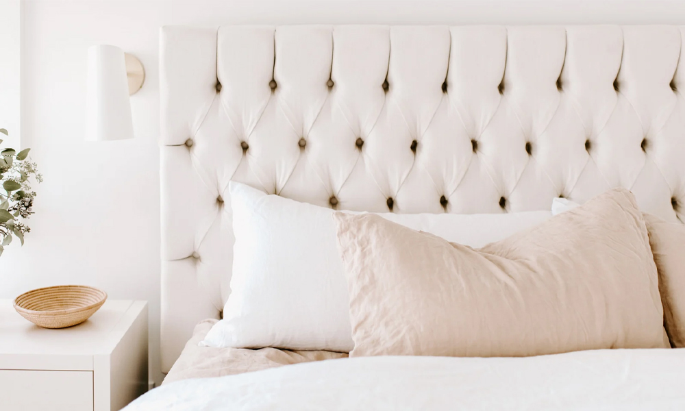 White chesterfield bed frame headboard