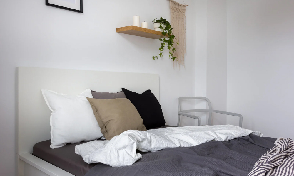 White wooden modern bedframe