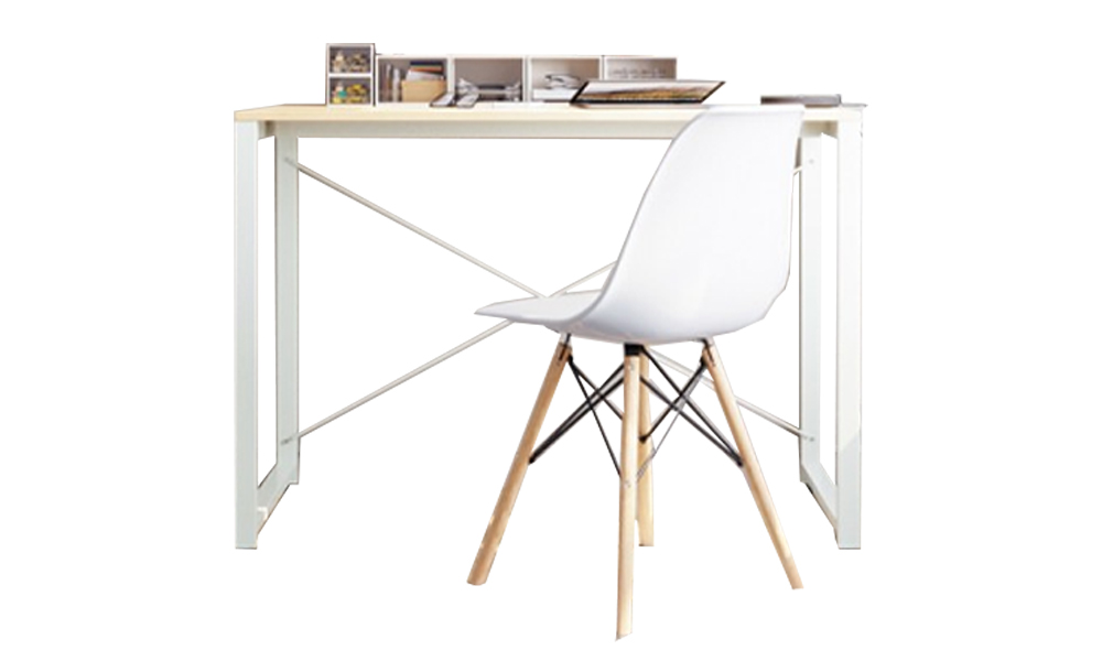 White study desk with wood white chair