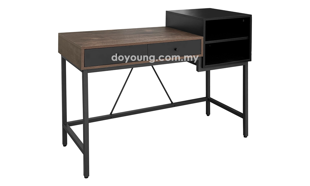 Dark brown and black industrial study table