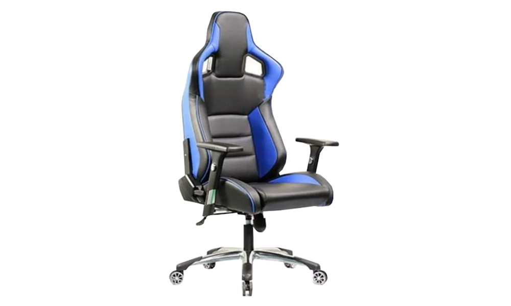 Gaming chair black and blue leather