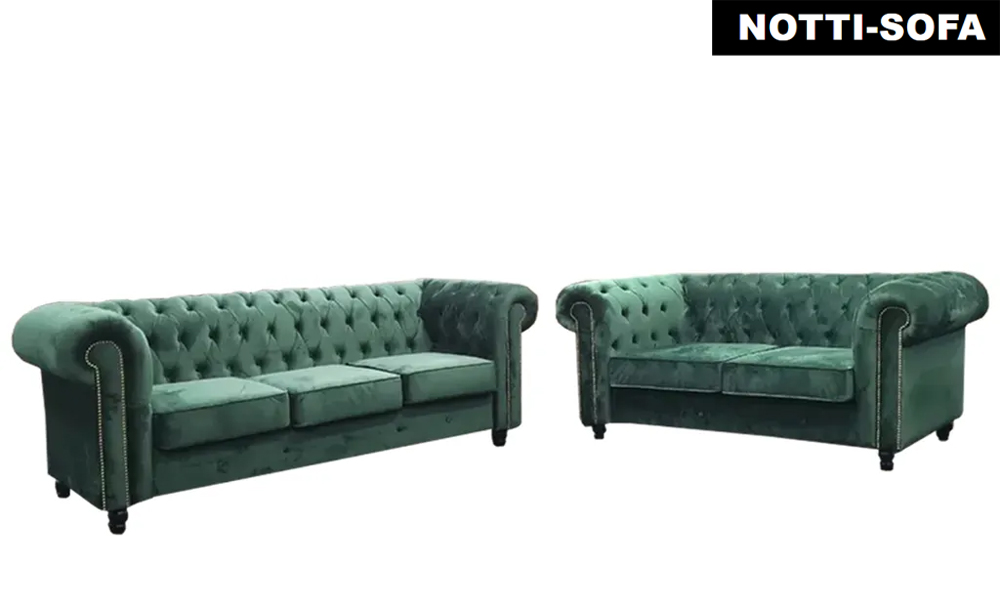 Notti Sofa Chesterfield in Emerald green