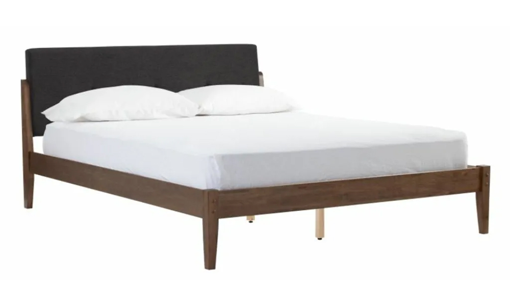 Tekkashop retro wood bed frame black and brown