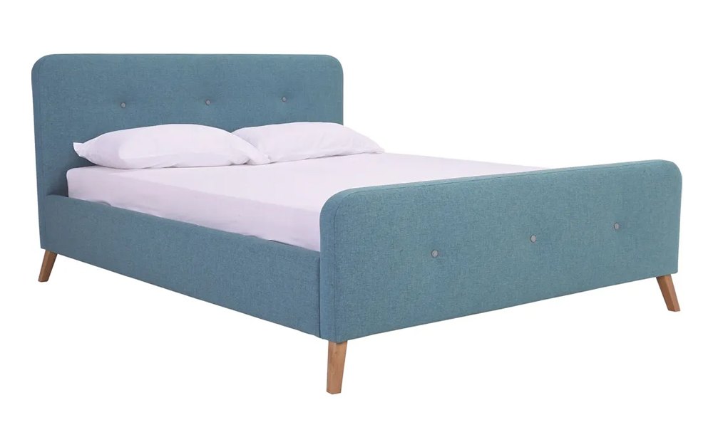 Tekkashop blue fabric scandinavian bedframe