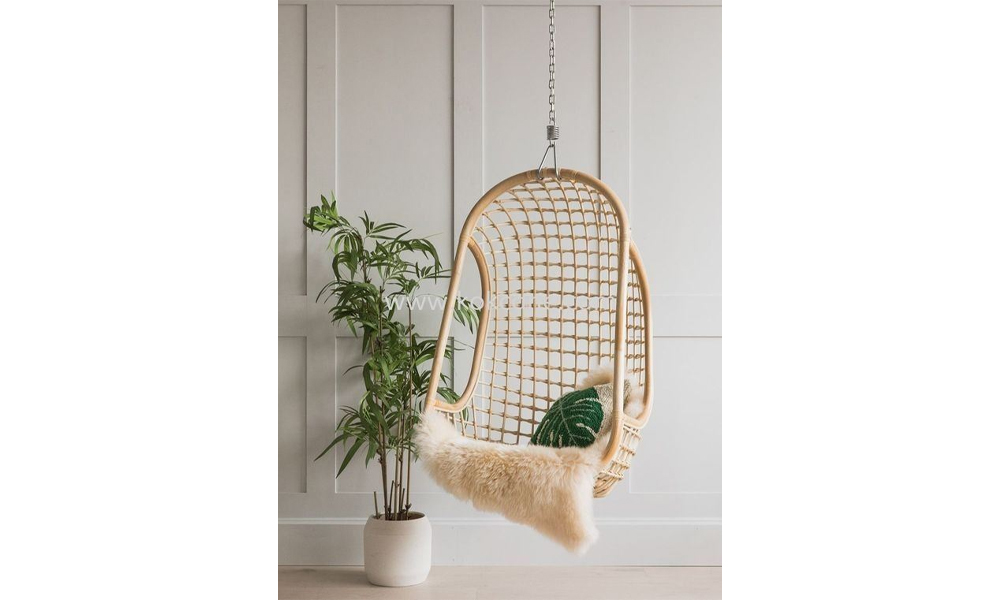 Kok Cane hanging white modern rattan chair