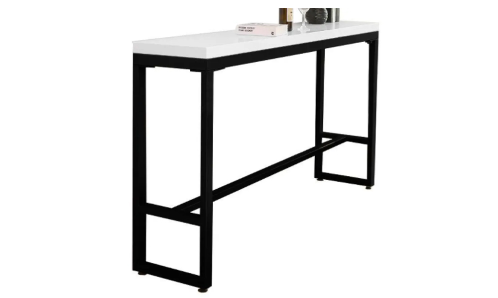 White and Black Metal Legs Traditional Design Bar Table 