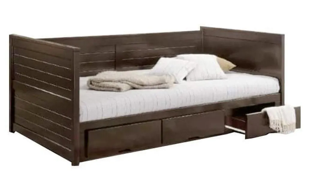 Tekkashop MXDB2248 Simple Rubberwood Single Size Day Bed With Drawer Storage