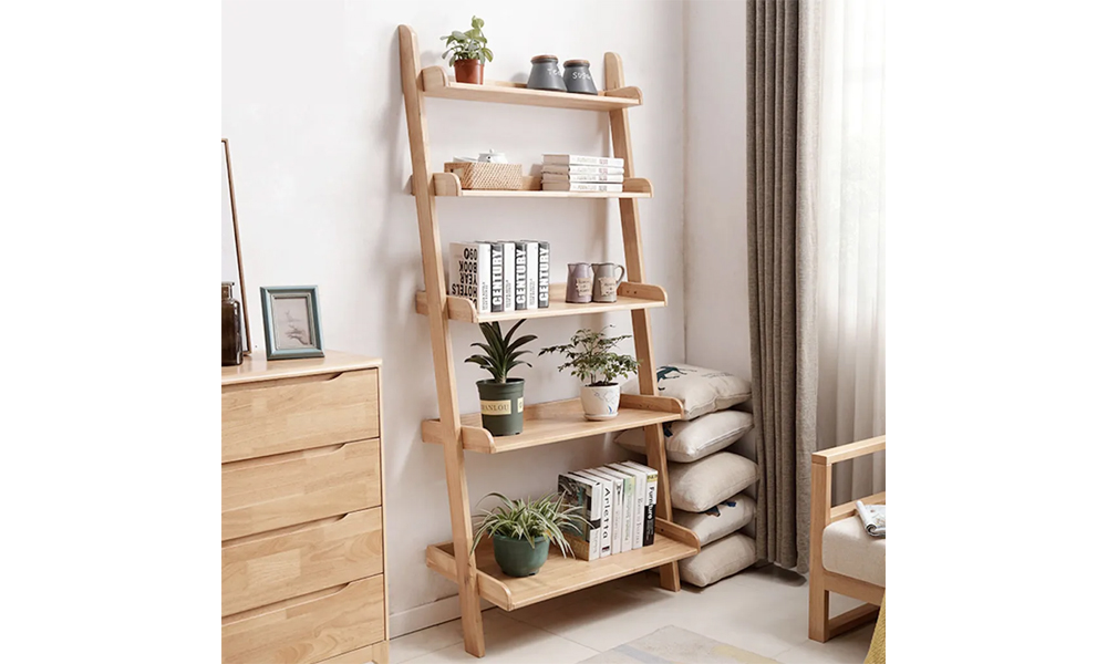 Tekkashop FDWS1083 Scandinavian Against Wall Style 5 Tier Wall Display Rack / Kabinet with Wooden Structure