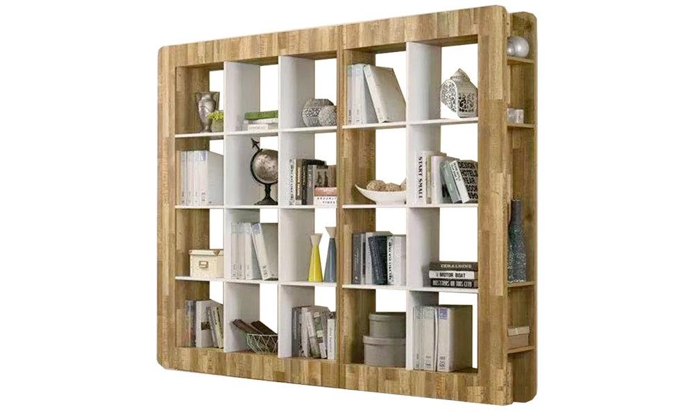 Tekkashop AMBC1508 Contemporary Style 2 Tones Woodgrain 20 Open Compartments Bookcase Display Storage Cabinet Divider Rack