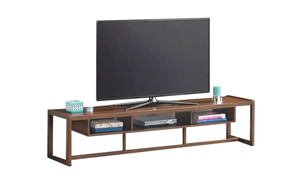 Tekkashop FDTVC1430BR Long and Traditional Style (1.8m) Solid Rubberwood TV Cabinet / TV Stand with Three Racks Storage - Walnut