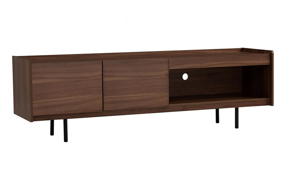 Tekkashop FDTV1064WT Industrial Style (6 ft/180cm) TV Cabinet with Melamine Laminated Board and Metal Legs in Walnut