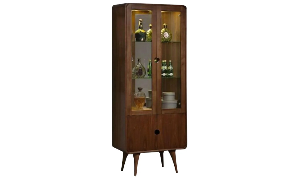 Tekkashop MXDC9061 Vintage Style Wooden Display Cabinet with Glass Shelving