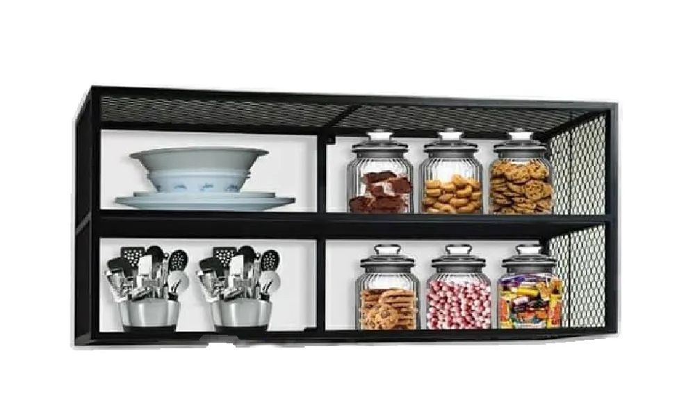 Tekkashop LDKC0499BL Modern Elegant Style Metal Frame Kitchen Cabinet Top - Black 