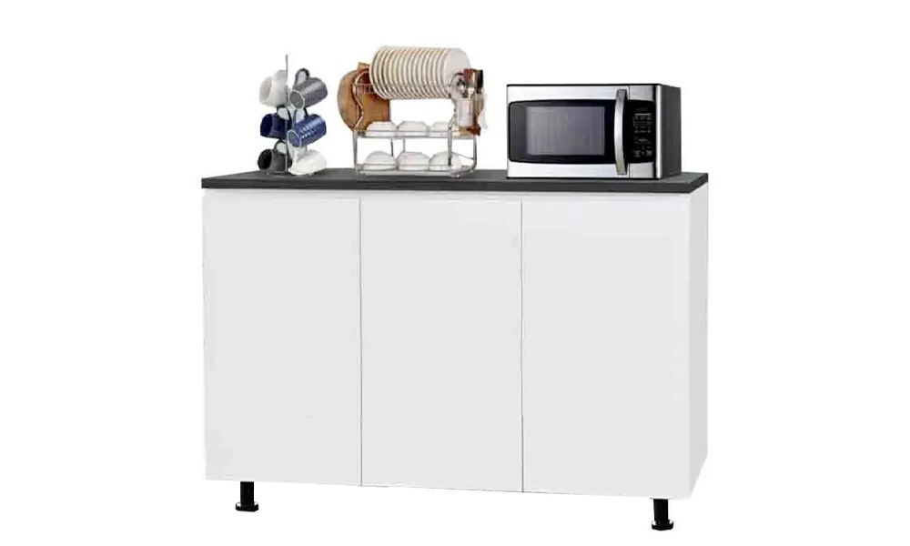 Tekkashop LDDC0499W Contemporary Style Kitchen Cabinet with 3 Drawer Anti Scratch - White