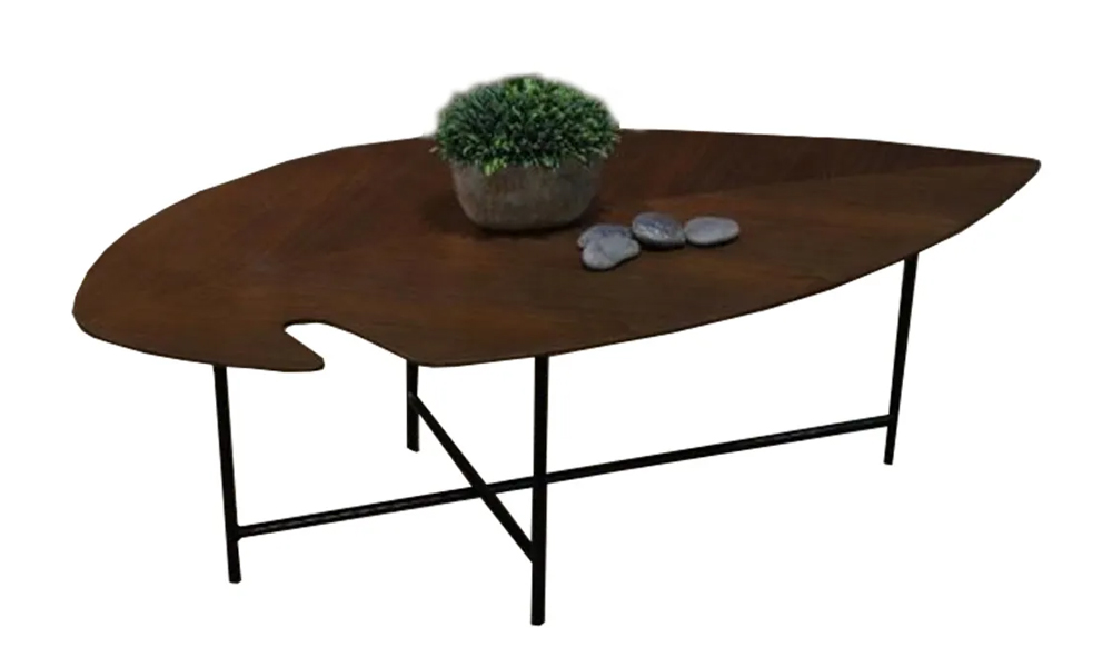 Tekkashop MXCT1165BR Unique Style Oblong Shape Coffee Table With Metal Legs / Meja Kopi - Brown