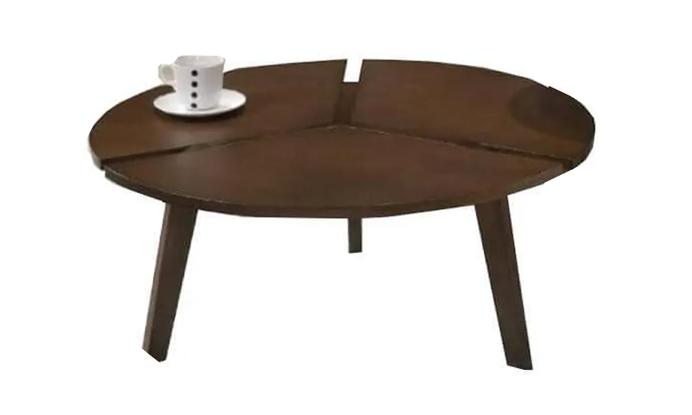 Tekkashop MXCT881WL Simple Round Table Top Coffee Table with Solid Rubberwood - Walnut