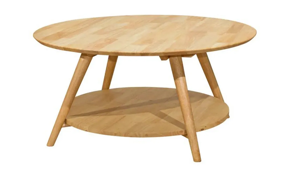 Tekkashop FDCT1150N Modern Style Rounded Top Solid Rubberwood Coffee Table in Natural