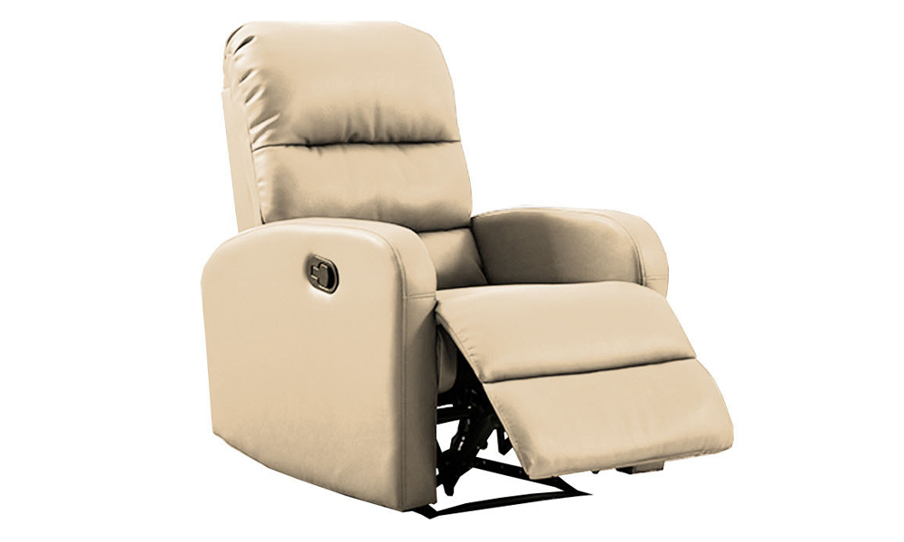 Tekkashop GDSS1560 Single Seater Leather Sofa Recliner Armchair Lounge Chair in Soft Brown