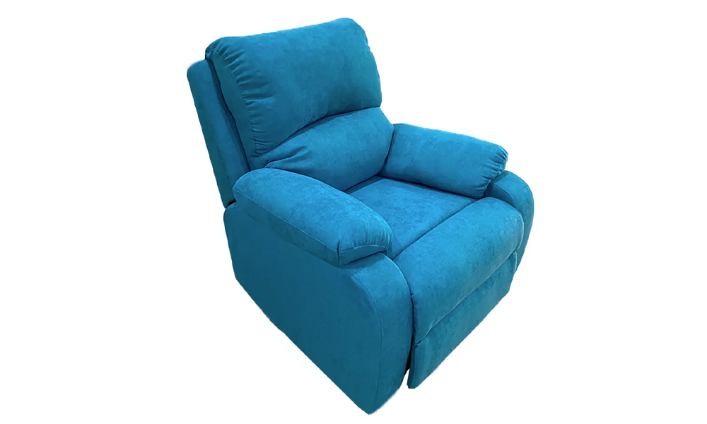 Tekkashop GDSS1750GY Electronic Motorised 1 Seater (Velvet Blue) Fabric Recliner Sofa