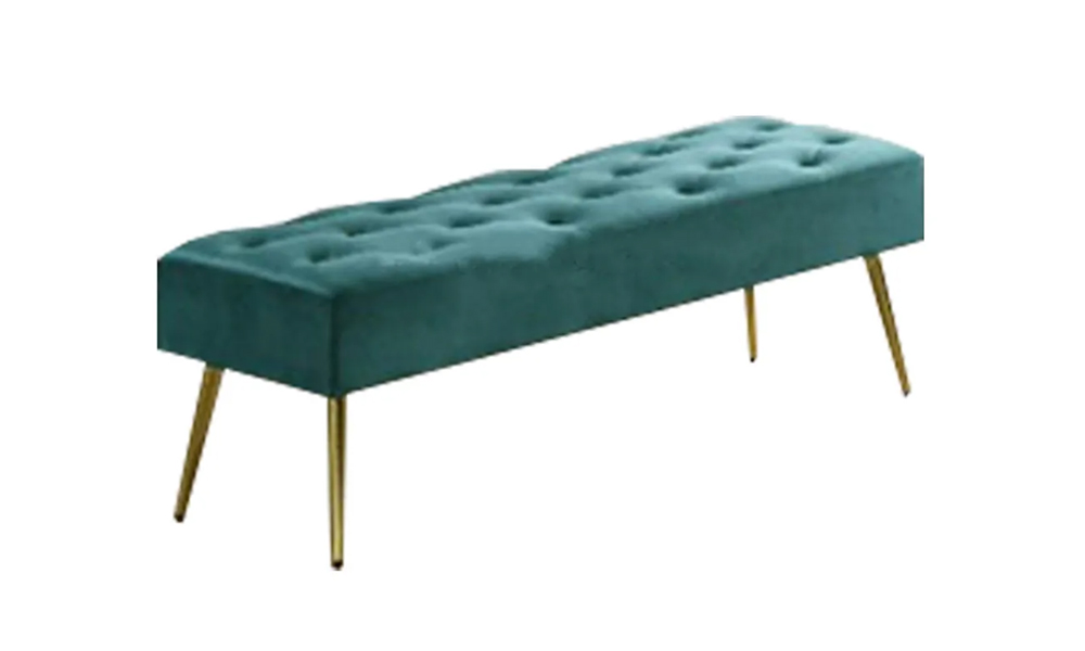 Tekkashop FDBC864T Contemporary Velvet Fabric Bench Chair with Wooden Base in Turquoise