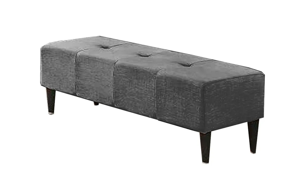 Tekkashop AMBD0155GY Retro Style (4 ft) Grey Colour Linen Fabric Upholstered Long Bench Ottoman Seat