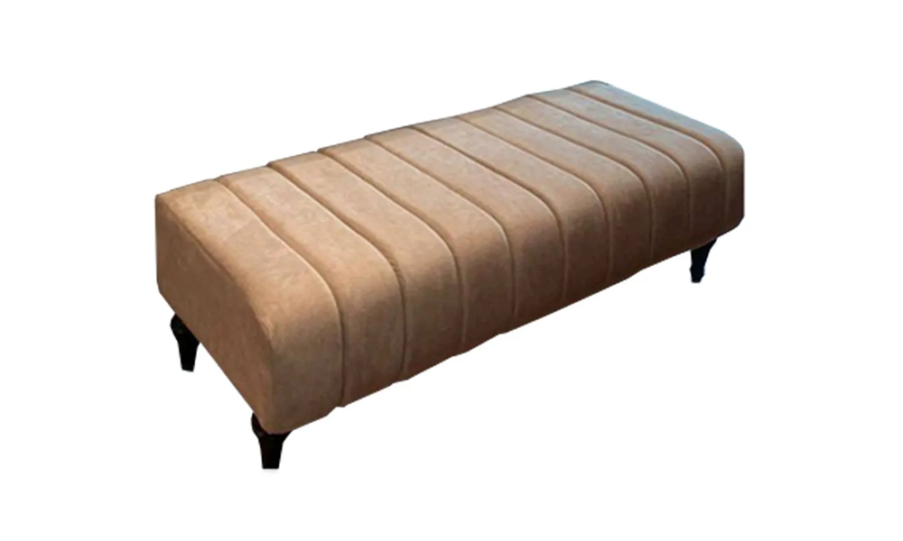 Tekkashop AGLB966 Chesterfield Style Vertical Liner Pattern Velvet Fabric Bed Front Long Bench Ottoman